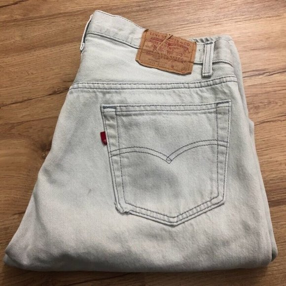 Vintage Levi’s 501-0657 Denim Gray Jeans USA Made Button Fly Sz 36x32